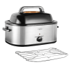 20 QT Silver Chicken Turkey Roaster Electric Roasting Pan With Lid See-through Glass