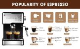 Geek Chef Espresso and Cappuccino Latte Maker 20 Bar Pump Coffee Machine Compatible with ESE POD capsules filter;  950W;  1.5L Wate