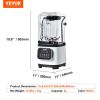 VEVOR Professional Blender with Shield, Commercial Countertop Blenders, 68 oz Glass Jar Blender Combo, Stainless Steel 9 Speed & 5 Functions Blender,