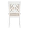 TREXM 5-Piece Retro Functional Dining Set, 1 Extendable Table with a 16-inch Leaf and 4 Upholstered Chairs for Dining Room and Kitchen (Antique White)