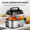 20 QT Silver Chicken Turkey Roaster Electric Roasting Pan With Lid See-through Glass