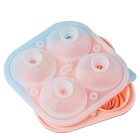 Ice Cube Tray;  2.5inch Ice Cube Molds;  2 Cavity Silicone Rose & 2 Diamond Ice Ball Maker (color: Pink)