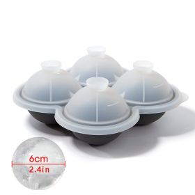 1pc Ice Cube Trays; Large Silicone Ice Cubes Mold; Ice Ball Maker; Round Ice Mold; Easy-Release; No Leakage; For Whiskey; Cocktail; Juice; Party (color: 4 ice hockey with funnel - gray)