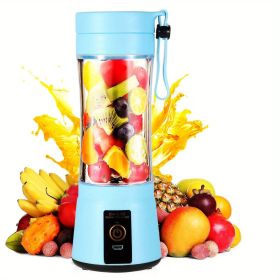 1pc 380ML Portable Blender With 6 Blades Rechargeable USB ; Personal Size Blender For Shakes And Smoothies; Traveling Fruit Veggie Juicer Cup (color: Blue)