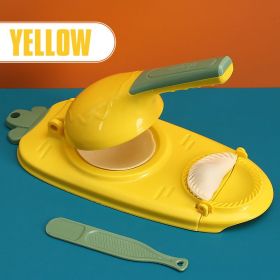 2 In 1 Dough Pressing Tool Set Kitchen Dumpling Maker Dumpling Mold DIY Dumpling Wrapper Makers Manual Press Dumpling Crust Tool (color: Yellow, size: 1PCS)