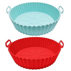 1/2pcs Air Fryer Silicone Pot; Reusable Air Fryer Liners; Silicone Air Fryer Basket; Food Safe Air Fryer Accessories (color: Dark Red + Light Blue)