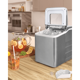 26lbs/24h Portable Countertop Ice Maker Machine with Scoop (color: sliver)