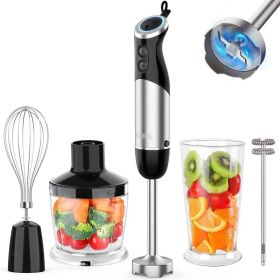 KOIOS Immersion Blender Handheld, 1000W 12-Speed 5 in 1 Hand Mixer Stick Blender with 304 Stainless Steel Blade, Food Processor, Beaker, Egg Whisk and (color: Silver Black)
