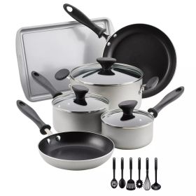 15pc Aluminum Nonstick Cookware Set with Prestige Tools (color: Silver)